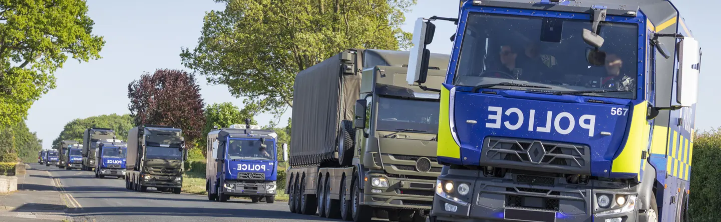Special Escort Group vehicle convoy on a deployment